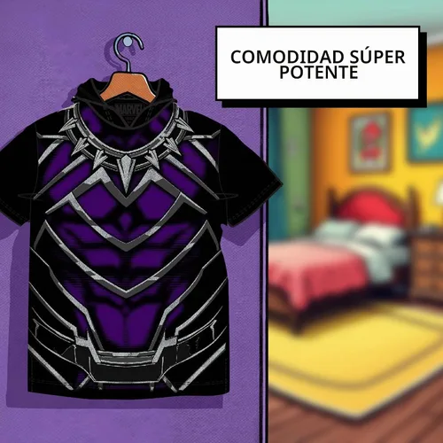 Vista 2 de Marvel Camiseta con capucha de los Vengadores para niños y niños pequeños Negro