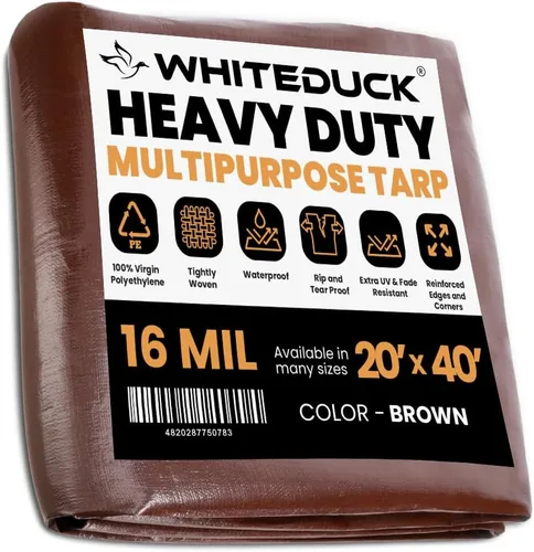 Vista 10 de Whiteduck 8' x 10' Lona de poliéster de alta resistencia de 16 mil, impermeable 100% resistente a los rayos UV, a prueba de desgarros y roturas