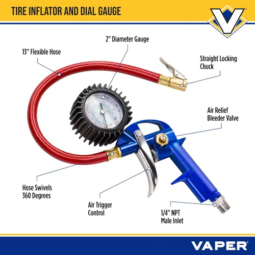 Vista 2 de Titan Tools Vaper 19344 - Inflador de neumáticos y medidor de esfera