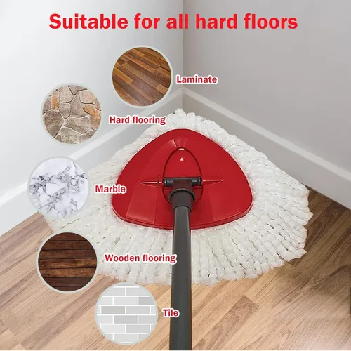 Vista 5 de FOOKCIAN Juego de Repuesto para Trapeador Giratorio - 4 Cabezales de Microfibra, Base, Mango de 30-58'' Compatible con OCedar EasyWring - Blanco