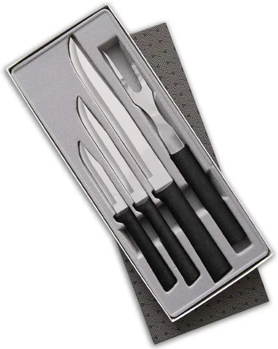 Vista 2 de Rada Juego de regalo de cubiertos Prepare Then Carve (G23C) con afilador de borde rápido (R119), juego de cuchillos de 4 piezas y afilador de Negro