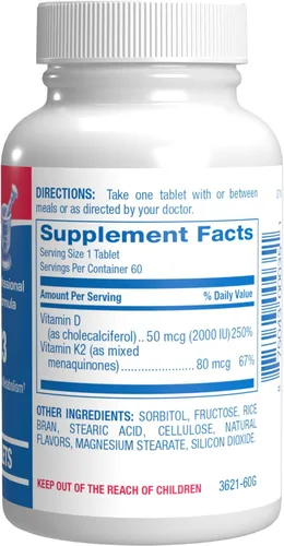 Vista 3 de Suplemento masticable de vitamina D y K2 – Clínico D3 K2 2000IU para dientes óseos, estado de ánimo y apoyo inmunológico más absorción de calcio
