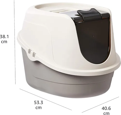 Vista 6 de Amazon Basics Caja de arena para gatos con capucha sin complicaciones, estándar, multicolor, 21 pulgadas x 16 pulgadas x 15 pulgadas