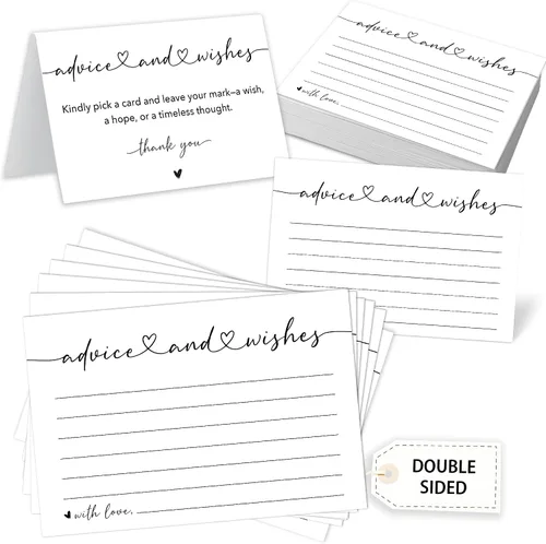 Vista 7 de Caja de tarjetas de consejos y deseos, 50 tarjetas de consejos de cumpleaños, boda, baby shower, caja de buenos deseos para fiesta de cumpleaños