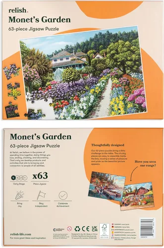 Vista 8 de Relish Rompecabezas de demencia para adultos, rompecabezas de jardín de Monet de 63 piezas, actividades de demencia para personas mayores