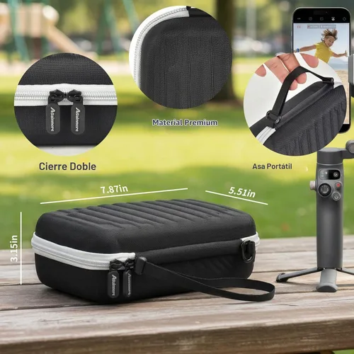 Vista 5 de Funda rígida de goma EVA para DJI Osmo Mobile 8/7P/7, gris Negro+Gris Cremallera