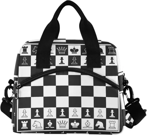 Vista 25 de Bolsa de Almuerzo Aislada de Leopardo Negro Estampado de Piel Animal Enfriadora Reutilizable Tote Box con Correa para el Hombro para Trabajo Picnic