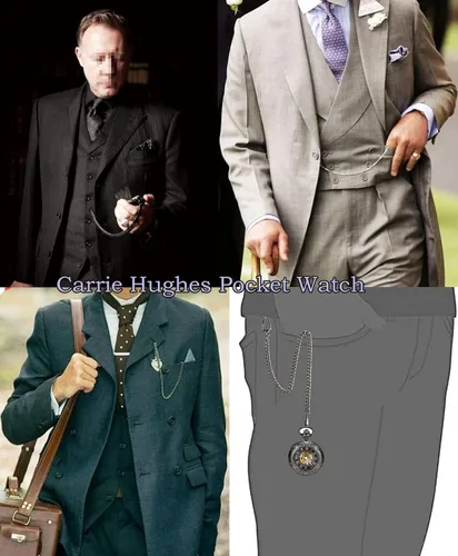 Vista 6 de Carrie Hughes Reloj de bolsillo mecánico barroco steampunk para hombre con cadena en caja CHPW9B CH348