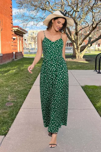 Vista 4 de LAISHEN Overol de pierna ancha para mujer, estilo casual, para verano, sin mangas, con bolsillos, con estampado floral