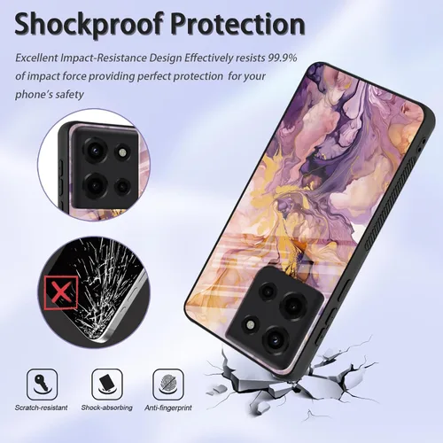 Vista 86 de Funda para Motorola Moto Edge 2022, cubierta trasera de vidrio templado con protector de pantalla, funda protectora a prueba de golpes para Motorola
