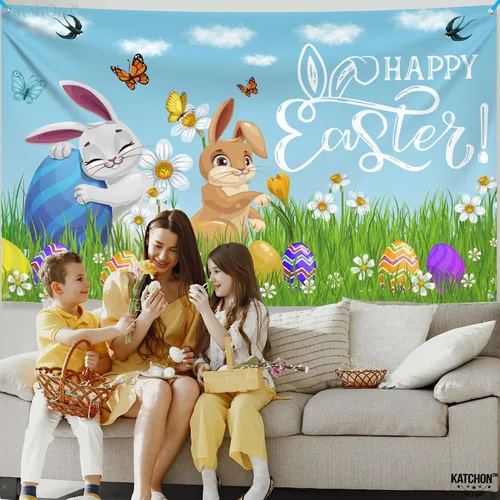 Vista 8 de KatchOn, Cartel de feliz Pascua – Xtragrande 72 x 44 pulgadas Fondo de Pascua para fotografía Pancartas de pared de Pascua para decoraciones
