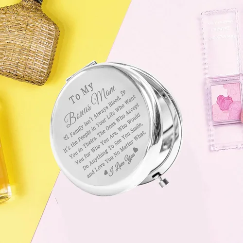 Vista 5 de bobauna Espejo de bolsillo para mamá, regalo para madre madrastra, regalo para la familia Isn't Always Blood Bonus Mom Espejo de maquillaje