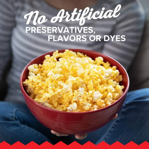 Vista 5 de Orville Redenbacher's Palomitas de maíz para microondas, sabor a mantequilla de cine, 0.11 onzas de fibra por porción, suministros nocturnos