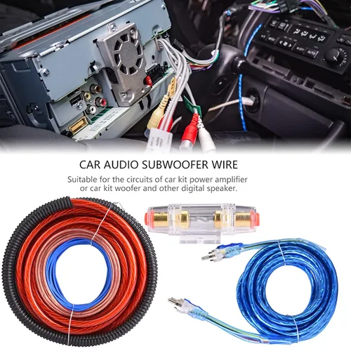 Vista 3 de Akozon 4 calibre 2800 W coche audio subwoofer amplificador altavoz instalación cable cable kit traje