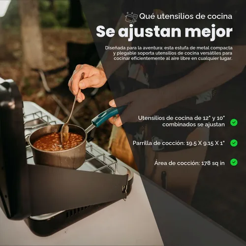 Vista 4 de GasOne - Estufa portátil de campamento – Estufa de propano doble con encendido automático de giro – 22,000 BTU con 2 quemadores y protector contra