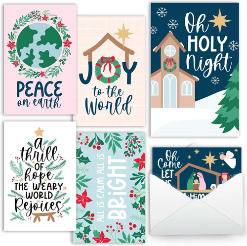 Vista 10 de Hadley Designs Tarjetas de Navidad Cristianas Con Sobres Religiosos – 24 Tarjetas de Navidad Religiosas en Blanco de la Natividad con Jesús