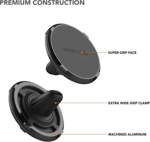 Vista 2 de Rokform Soporte de teléfono con doble imán para ventilación, clip de agarre