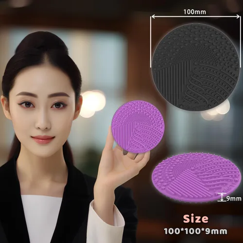 Vista 5 de YalsFTY - Limpiador de brochas de maquillaje de silicona, 2 piezas, herramienta de limpieza de almohadilla para cosméticos, función de doble cara