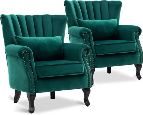 Vista 36 de Sillas de Brazo de Lectura Accent Sillas Midcentury Modernas Cómodas Silla de Sofá de Esquina, Silla de Club Wingback de Sala de Espera con Respaldo