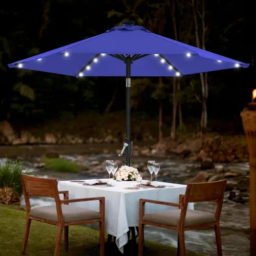 Vista 7 de MASTERCANOPY Sombrilla de patio con luces LED solares (7.5 pies, azul)