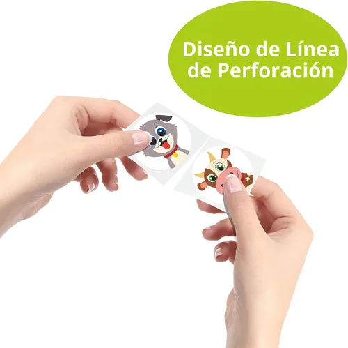 Vista 3 de 600 adorables calcomanías redondas de animales terrestres en 16 diseños con línea perforada versión ampliada (cada uno mide 1.5 pulgadas de diámetro)