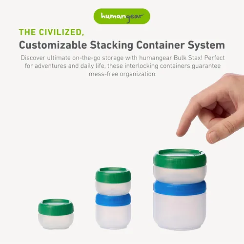 Vista 2 de humangear STAX, contenedores apilables para aperitivos – Sistema de viaje a prueba de fugas – Seguro para alimentos por la FDA, sin BPA/PC/ftalatos