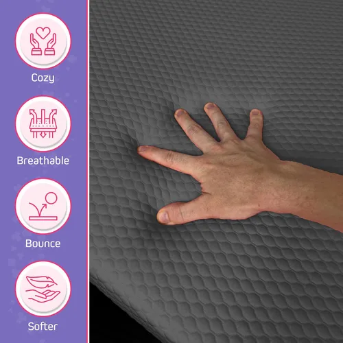 Vista 5 de Cubrecolchón de espuma para cama de pestañas – Almohadilla de espuma viscoelástica para mesa de masaje de 2.5 pulgadas de grosor con correas