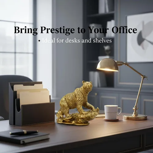 Vista 4 de Estatua de oso dorado – Decoración elegante del hogar de 7.5 pulgadas, escultura animal de resina de alta calidad para centro de mesa de boda
