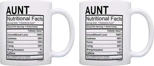 Vista 15 de ThisWear Regalos para el día de la madre para tía, etiqueta de datos nutricionales, regalos divertidos para tía, regalo de broma, taza de café