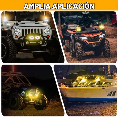 Vista 7 de Vainas de luz LED de 7 pulgadas, barras de luz ámbar súper brillantes de 80W - 270° de ángulo amplio, luces antiniebla laterales redondas