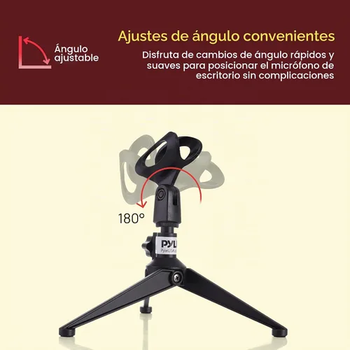 Vista 6 de Pyle - Soporte de micrófono de escritorio para trípode, altura ajustable de 4.7 a 8.7 pulgadas de alto con soporte de embrague resistente, peso de 5
