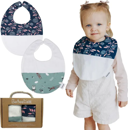Vista 8 de Babero de gran tamaño para bebé, baberos impermeables extra grandes para niños de 6 a 24 meses, 100% algodón y bambú