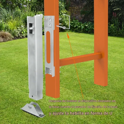 Vista 3 de Par de niveladores de escalera para escalera extensible, nivelador de suelo de pata de escalera extensible ajustable, con poste de acero
