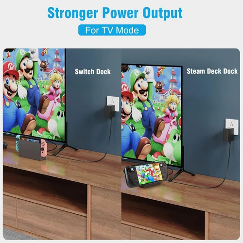 Vista 5 de Cargador para Nintendo Switch, adaptador de corriente alterna MARSDOCK de 45 W para interruptor, carga rápida de 15 V 2.6 A con cable USB C de 5