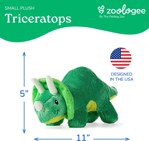 Vista 6 de The Petting Zoo ZOOLOGEE - Peluche de dinosaurio de bebé Triceratops de 11 pulgadas