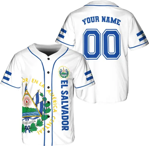 Vista 11 de Parvii Camiseta de béisbol personalizada de El Salvador Orgulloso, camiseta de El Salvador, camiseta de El Salvador, Jersey de El Salvador