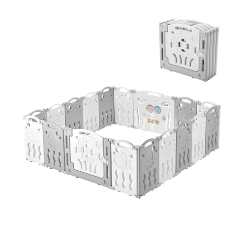 Vista 11 de Albott Centro de juegos de seguridad para niños, 22 paneles, corralito para bebés, centro de actividades para interiores o exteriores, patio de Azul