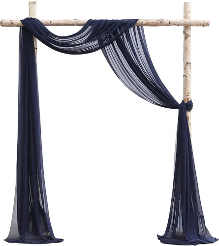 Vista 16 de Floroom Tela drapeada de arco de boda, 2 paneles de 19 pies, cortinas de tela de gasa blanca, decoración de ceremonia de boda, recepción