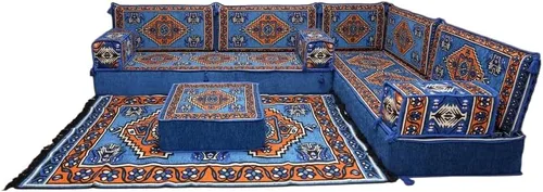 Vista 46 de arabicsofa Juego de asientos Jalsa en forma de L – Majlis árabe hecho a mano con almohadas de respaldo