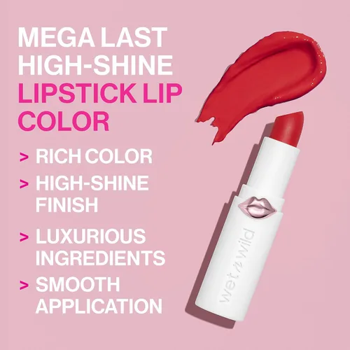 Vista 3 de wet n wild labial de color con alto brillo y mega duración Ropa fuera