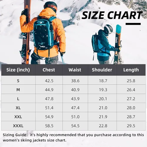 Vista 6 de CAMEL CROWN Women's Ski Jacket with Hood Winter Thicken Windproof Raincoat Warm Fleece Mountain Female Coat