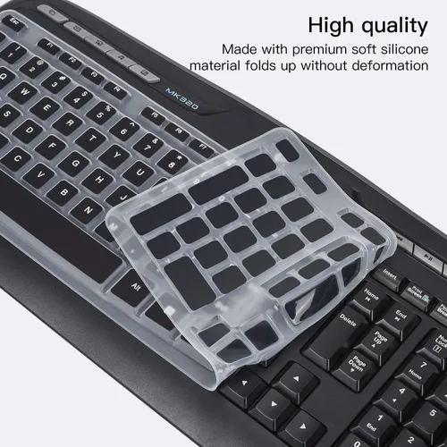 Vista 4 de Logitech MK320 K330 MK335 - Funda de teclado de silicona impermeable para Logitech MK320 MK335, color negro