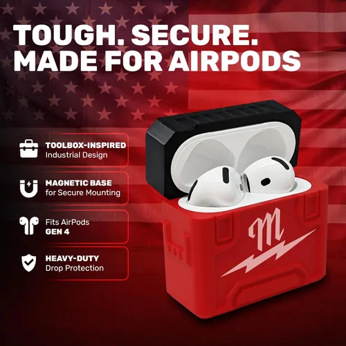 Vista 2 de Funda para AirPod 4 para Milwaukee Packout, diseño de caja de herramientas duradera, fabricada en Estados Unidos