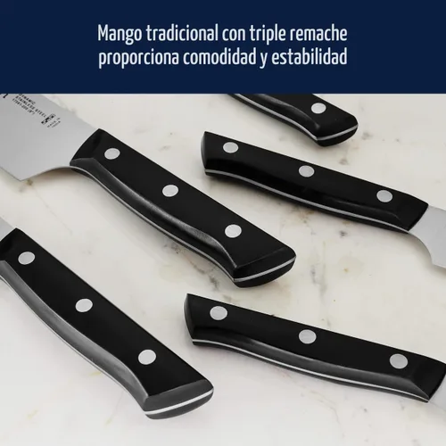 Vista 7 de HENCKELS Dynamic Razor-Sharp - Juego de cuchillos de 12 piezas, cuchillo de chef, cuchillo de pan, cuchillo de carne, diseño alemán informado por