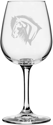 Vista 7 de Abaco Barb Body Horse - Copa de vino grabada multiusos (12.75 onzas) Unique Gifts for Horse Lovers, Personalized Wine Glasses, All-Purpose