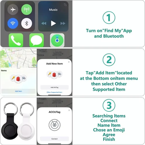 Vista 6 de Paquete de 2 rastreadores GPS y 2 llaveros para vehículos que funcionan con Find My (solo iOS) en tiempo real Mini localizador de automóvil oculto