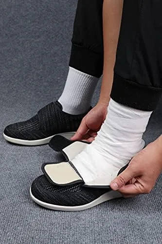 Vista 6 de Zapatos para diabéticos de ancho ancho ancho para hombre anciano, zapatos anchos para hombre, zapatos para caminar con cierre ajustable