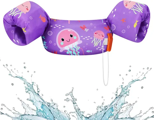 Vista 23 de HeySplash Swim Vest for Kids, Puddle Float Jumper with Safety Buckle Un tiburón azul