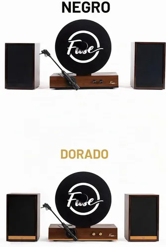 Vista 3 de Reproductor de discos de vinilo vertical Fuse GLD con altavoces Moldura negra Bluetooth 5.3, AUX Altavoces externos de gama completa