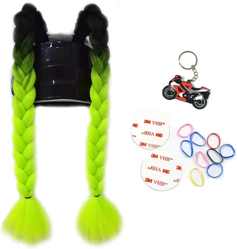 Vista 5 de 2 piezas de casco de coleta para motocicleta, cola de caballo, casco de bicicleta, trenzas de pelo para cualquier casco, decoración, copa